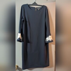 Liz Claiborne Black Dress with White Floral Accents